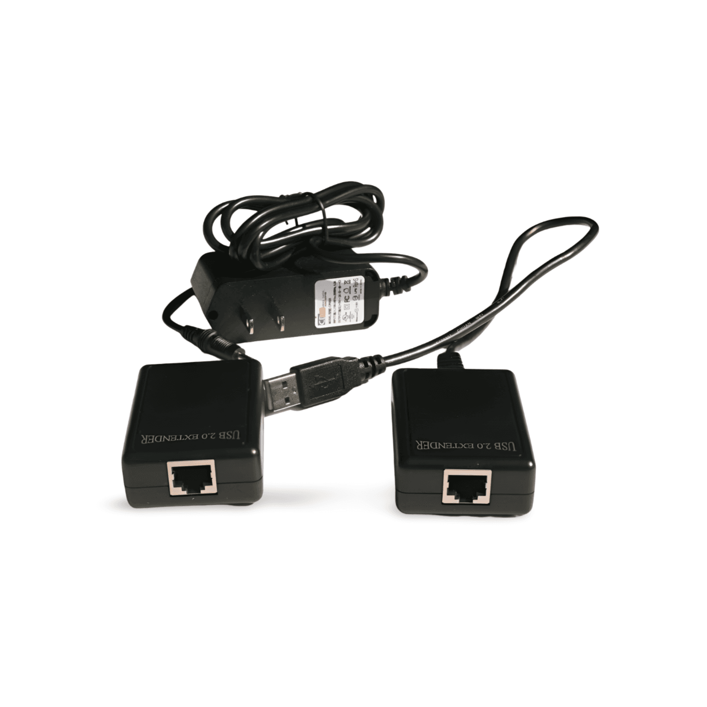 8in USB 2.0 150 Ft Extension Cable Over Cat5 with Power black