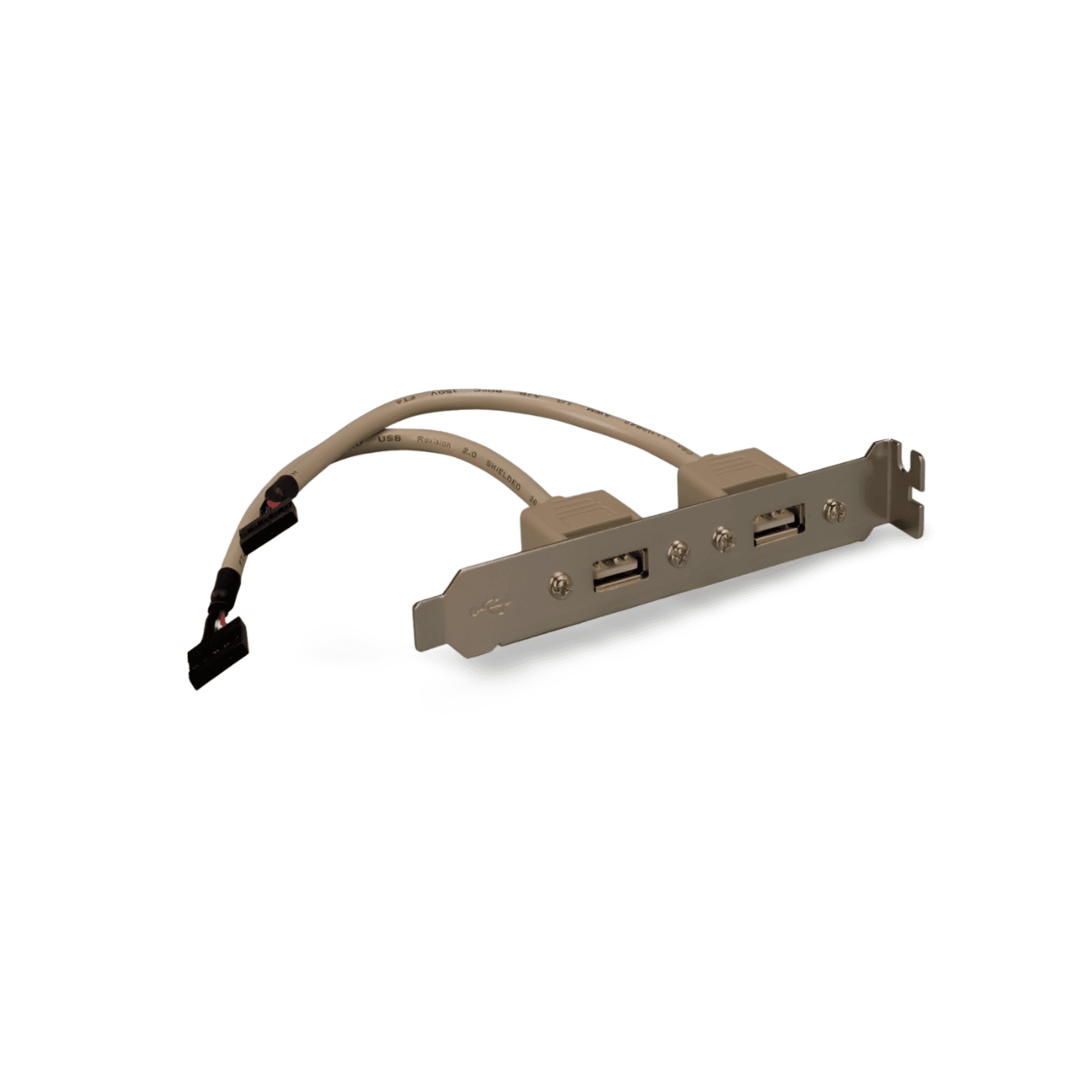 8in USB 2.0 Dual Port on Bracket for Motherboard beige