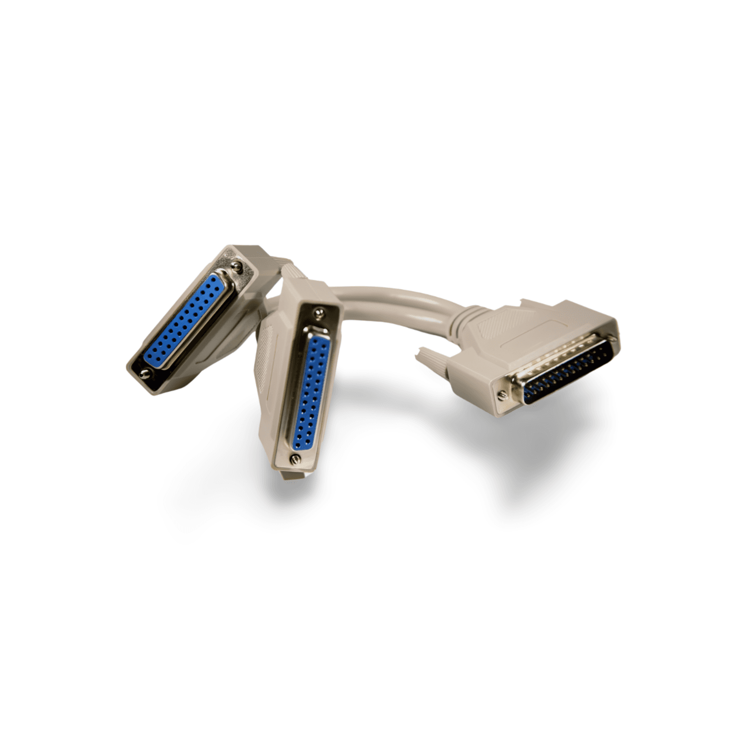 8in Y Splitter Serial Cable DB25 Male to DB25 Female and DB25 Female beige