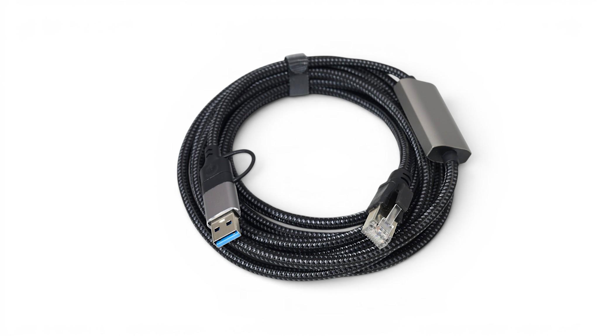 9.8ft USB-C and USB-A Male to Ethernet Adapter Cable - Black