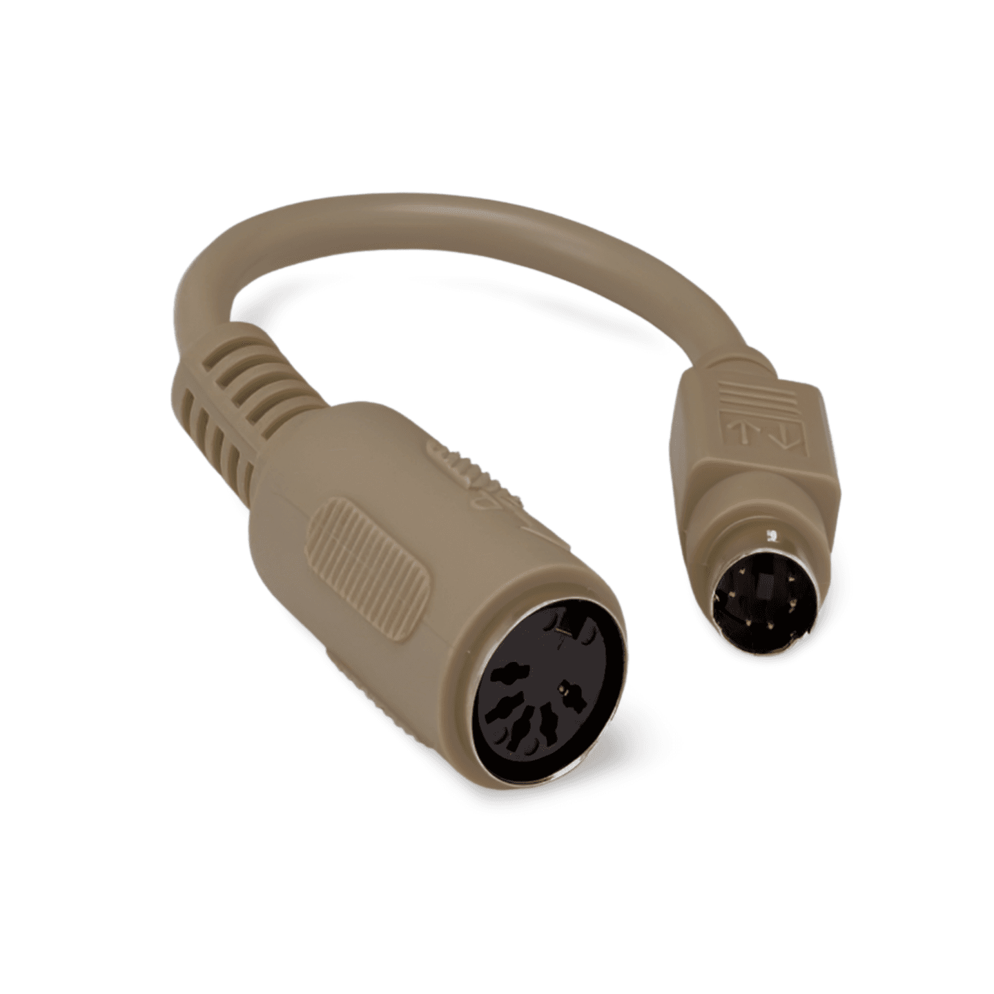 Keyboard Adapter AT to PS2 DIN 5 Female to Mini Din 6 Pin Male Cable - Beige