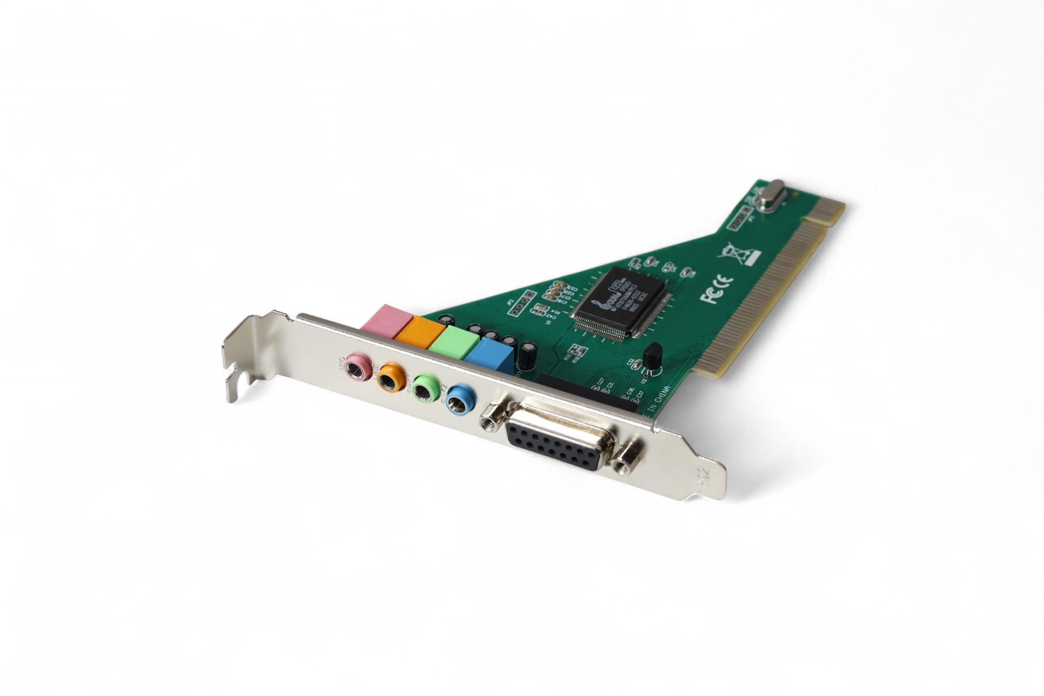 PCI Sound Card with Gameport - 5.1 Surround Audio and DB15 Joystick Port - Green