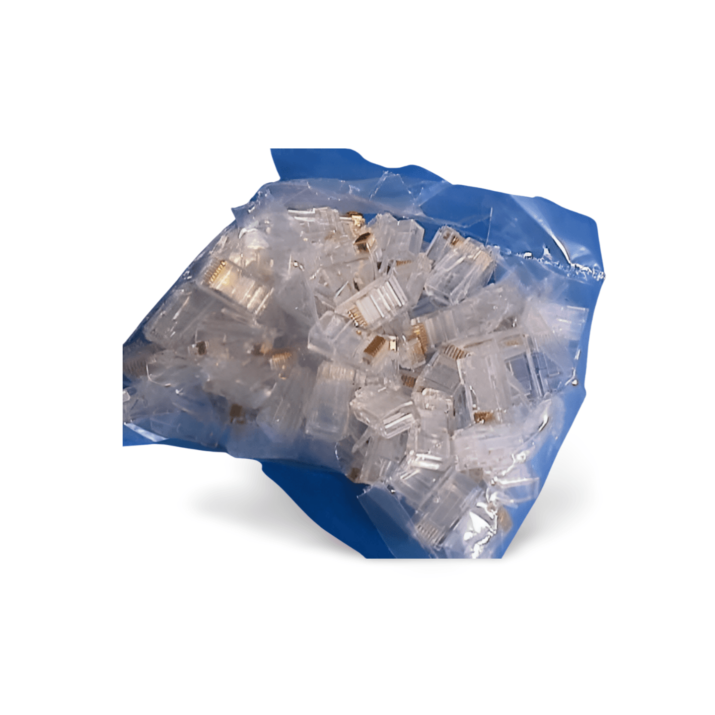 RJ45 8P8C Modular Plug Crimps 100 Pack Solid Round 50 Micron clear