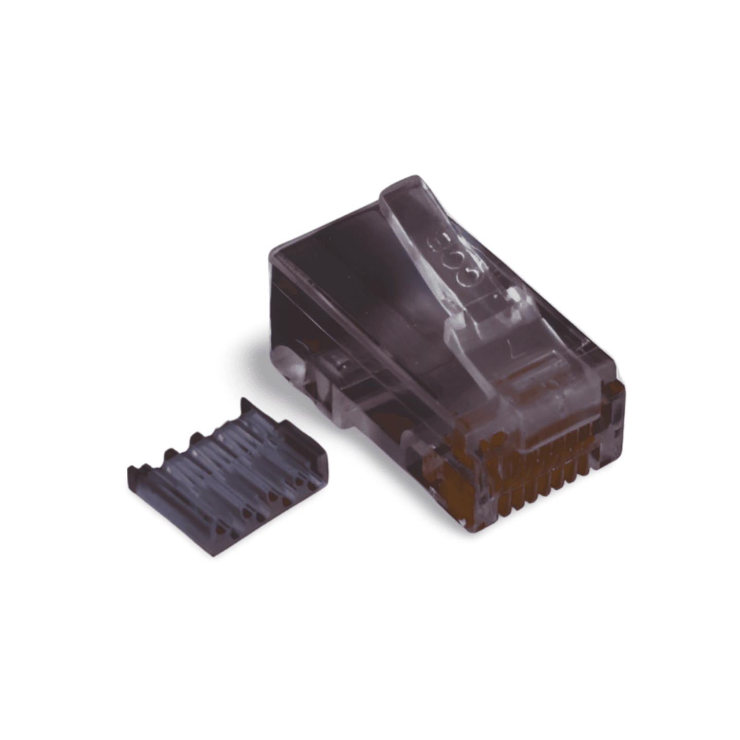 RJ45 8P8C Modular Plug Crimps for Solid Round Cat6 Easy Load Bar 100 Pack clear