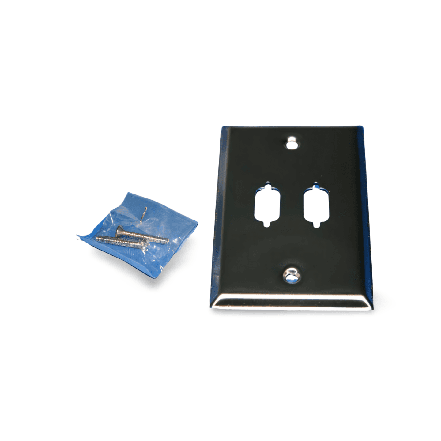 Stainless Steel VGA Wall Plate DB9 or HD15 2 Hole DE9 silver
