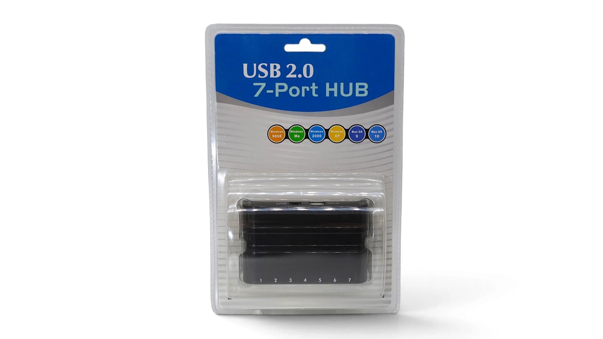 USB 2.0 7 Port Powered Hub - Black