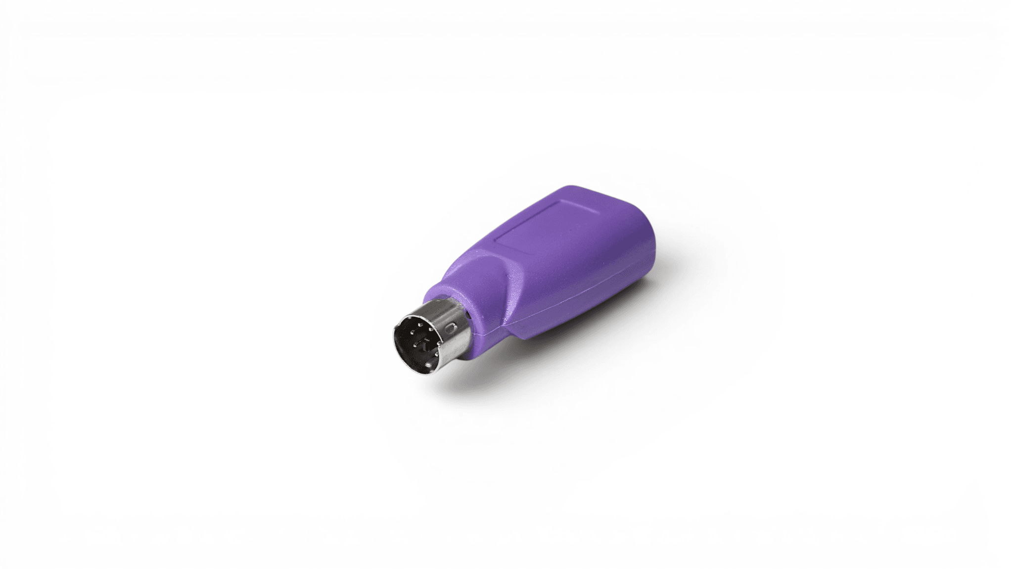 USB Type A Female to PS2 Mini DIN 6 Male Keyboard Adapter - Purple